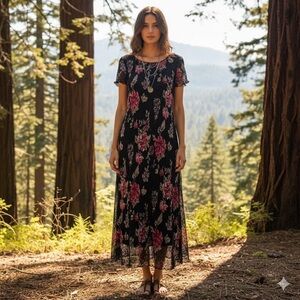 Ronni Nicole Maxi Dress Size 6 Floral Whimsigoth 90s Y2K Vintage Forest Fairy